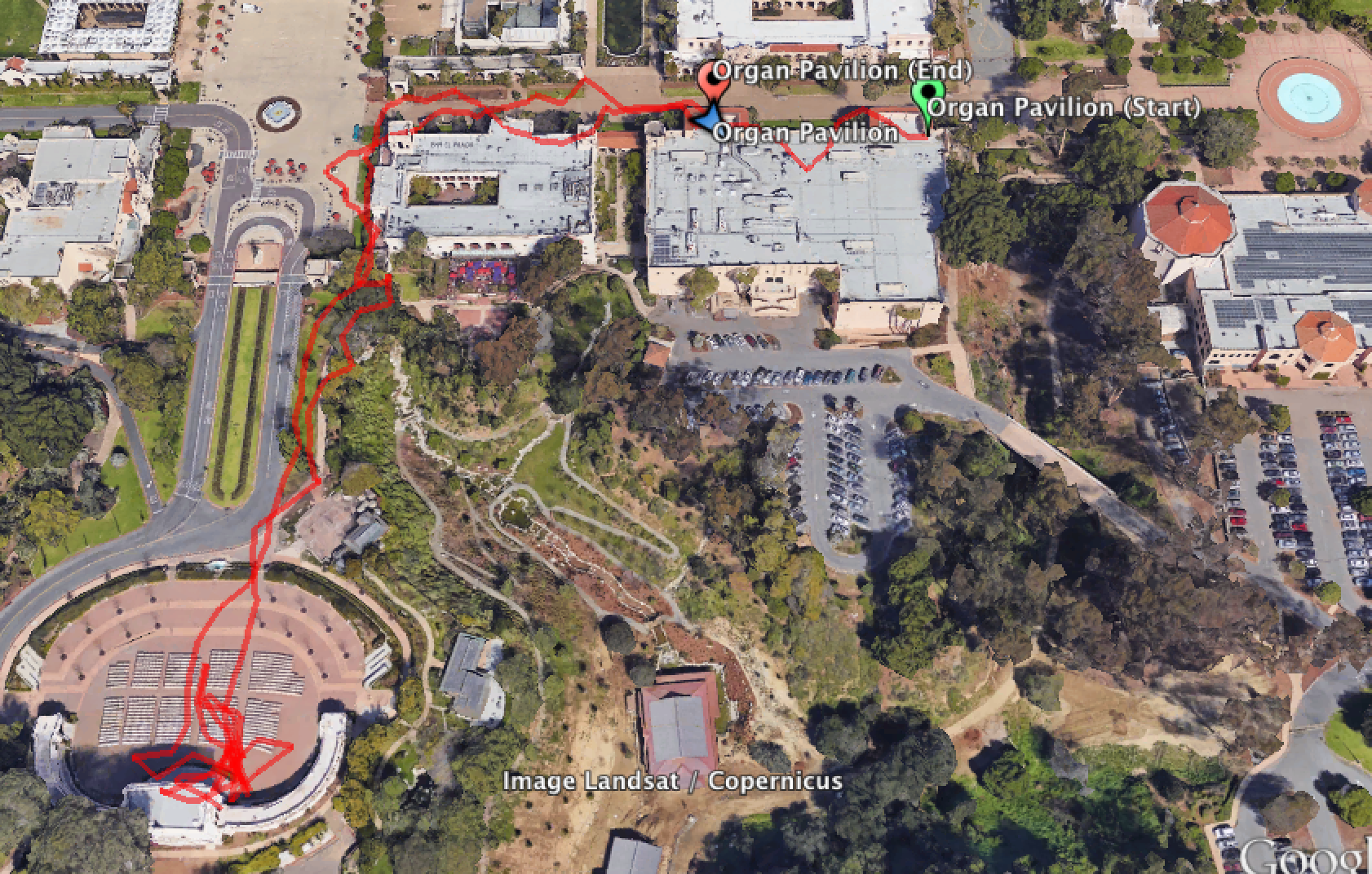 Google Maps snapshot of the organ pavilion